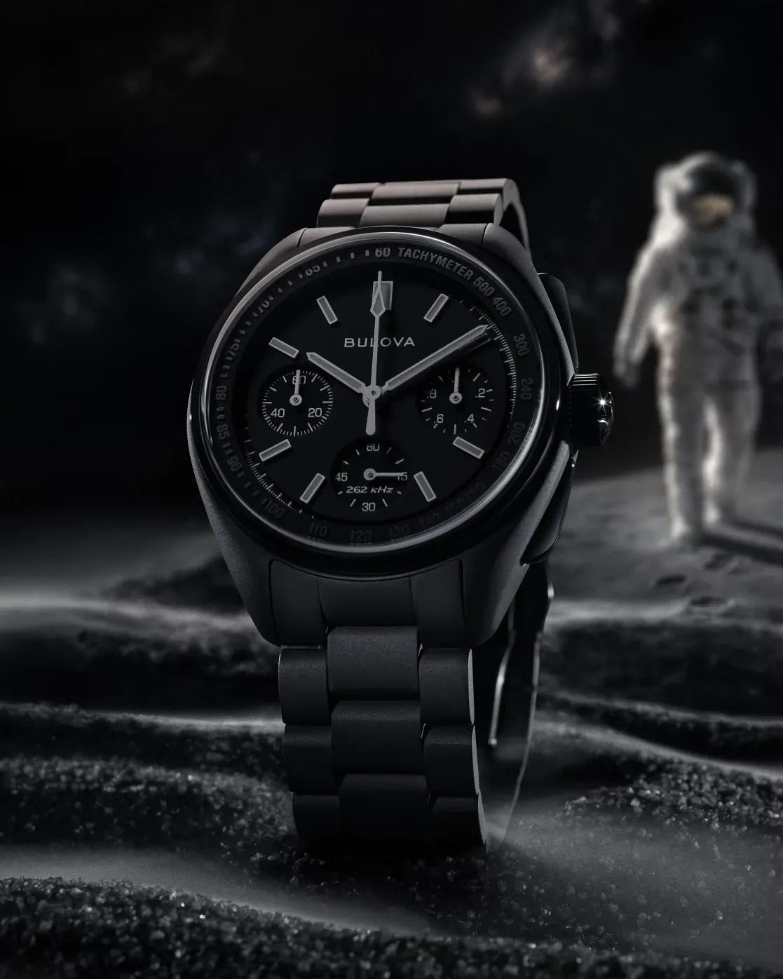 Bulova Lunar Pilot Black Hole Black Dial Mens Quartz Watch 98A335