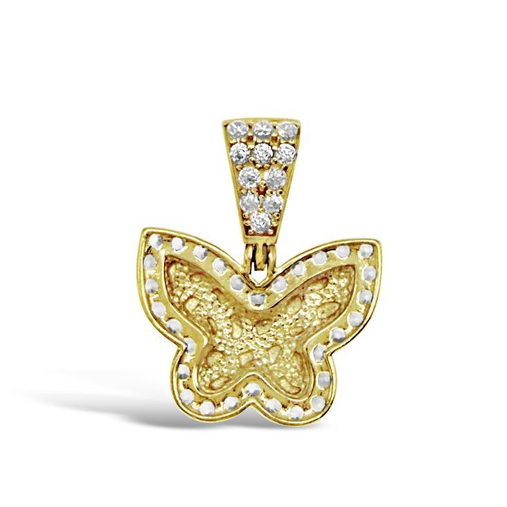 10K Yellow Gold Nugget Butterfly Pendant
