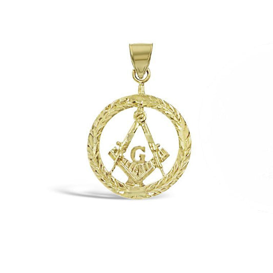 10K Yellow Gold Masonic Square Compass Pendant