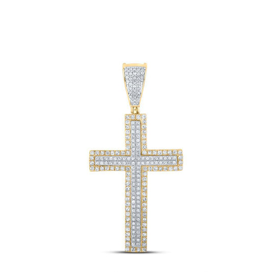 0.75Cttw Diamond Cross Charm Pendant 10k Two-tone Gold