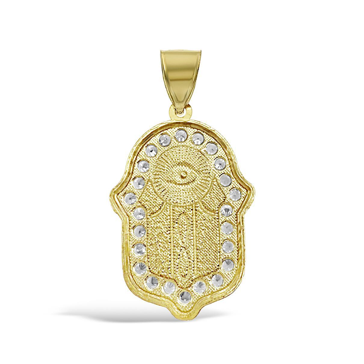 Hamsa Hand Evil Eye Protection Infinity Pendant 10k Gold Charm