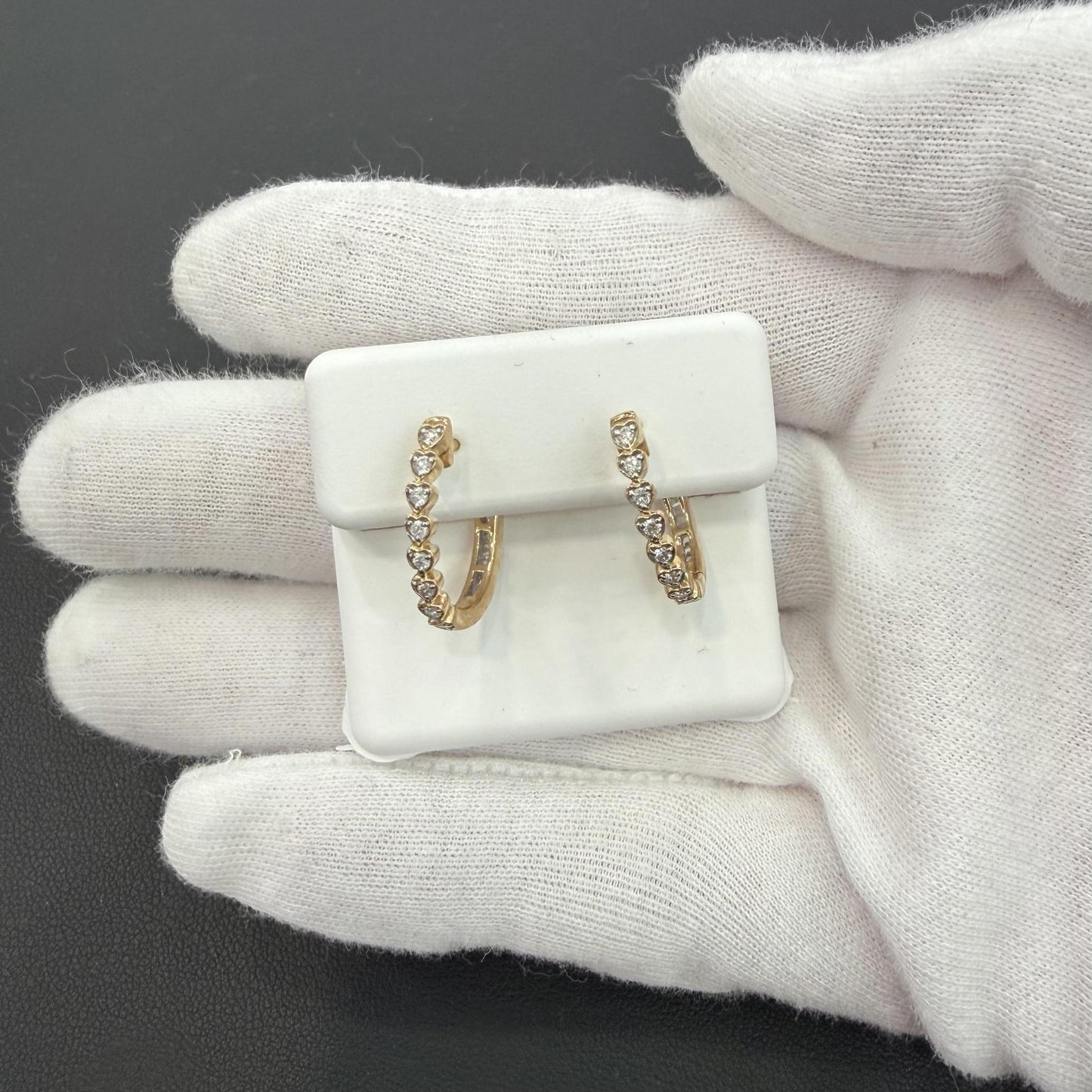 0.37ctw Diamond Hoop Heart Earrings 10k Yellow Gold