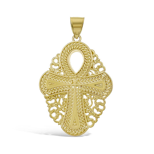 10k Yellow Gold Egyptian Cross Pendant 102353
