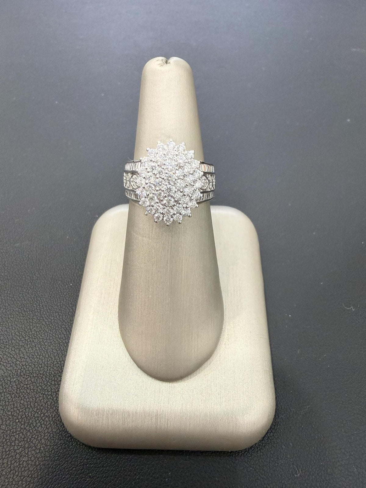 1.50ctw Diamond Oval Cluster Statement Ring 10K White Gold