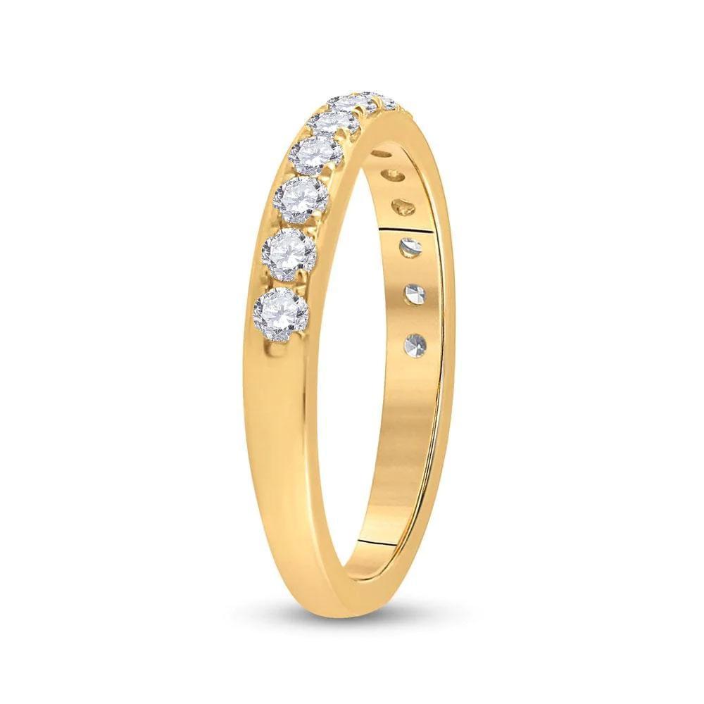 14kt Yellow Gold Womens Round Diamond Wedding Single Row Band 1/2 Cttw