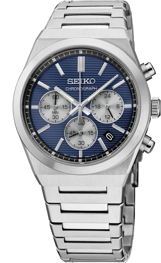 SEIKO Essential Chronograph Blue Dial Mens Watch SSB453