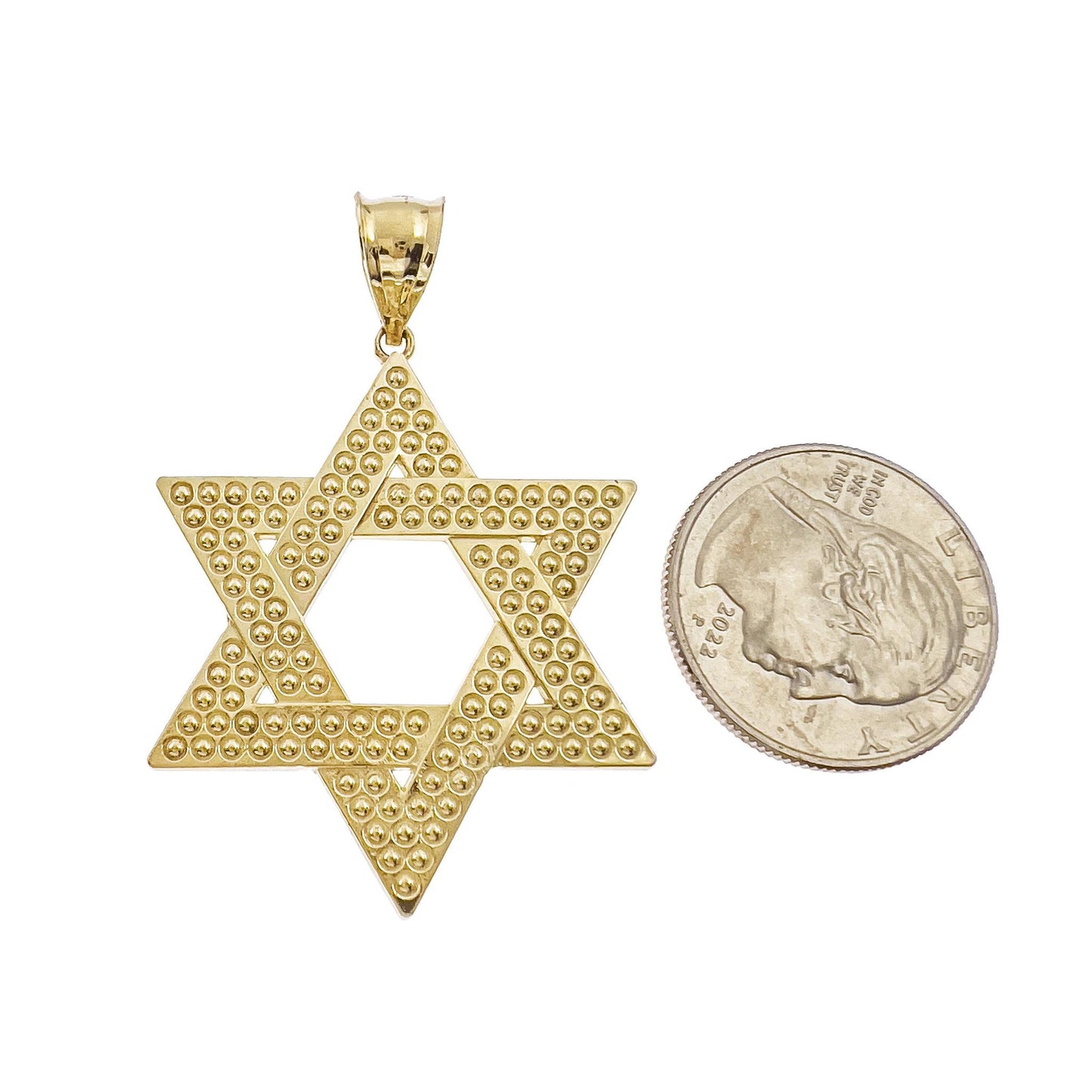 10k Yellow Gold Star of David Pendant 2"