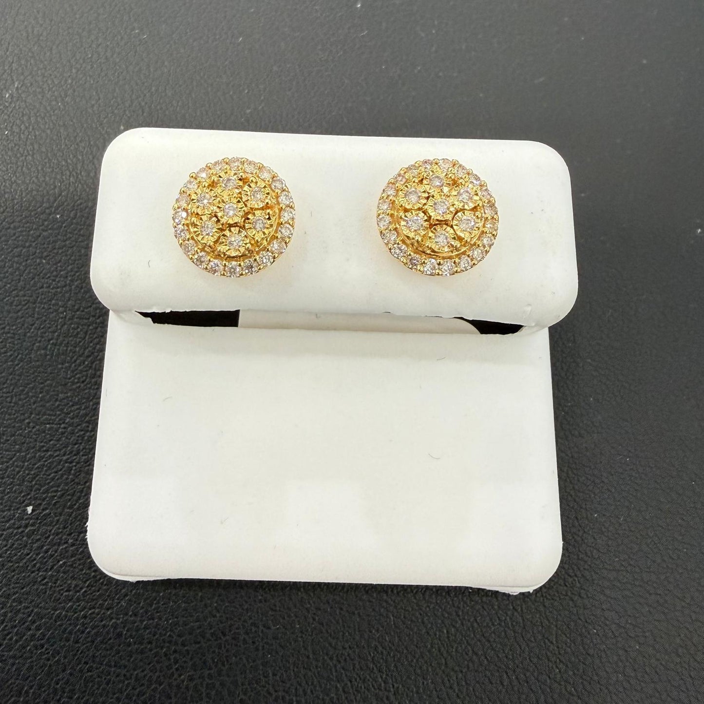 0.27ctw Round Diamond Circle Cluster Stud Earrings 14k Yellow Gold Screw Back
