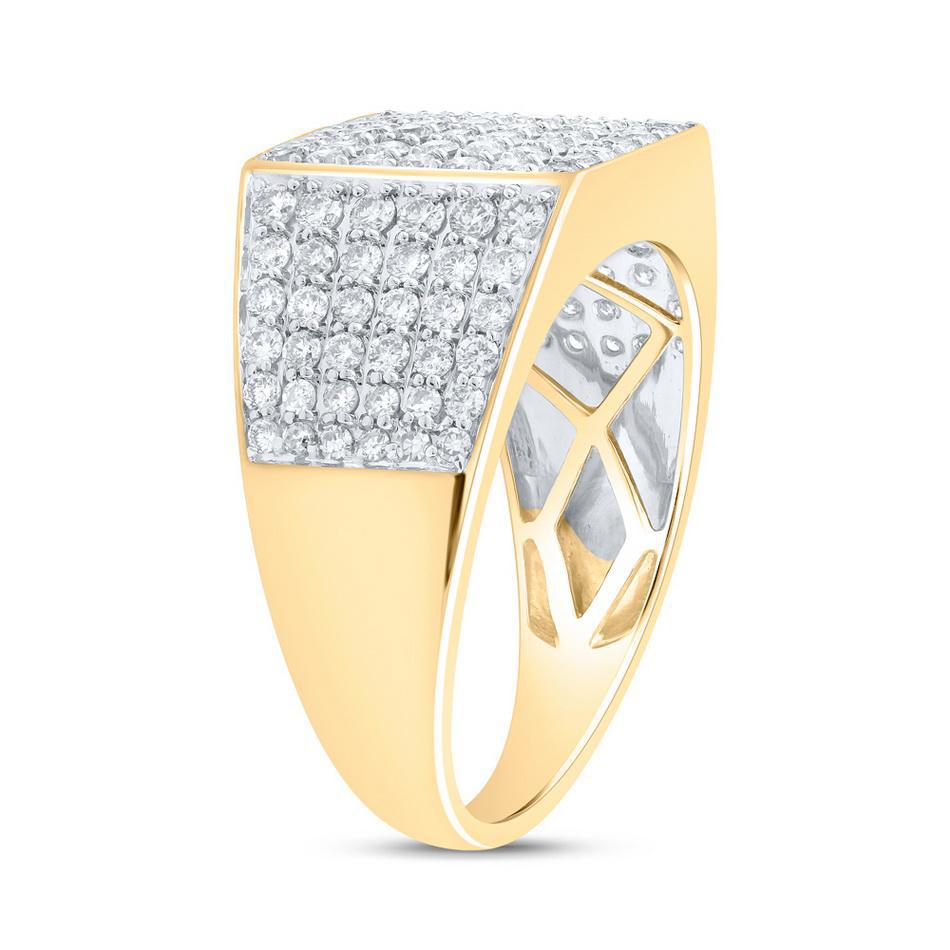 1.55ctw Diamond Mens Signet Ring 10K Yellow Gold Pave Statement Band