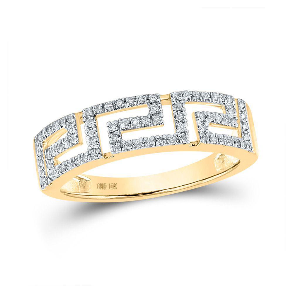 0.20ctw Diamond Greek Key Wedding Band Ring 10k Yellow Gold