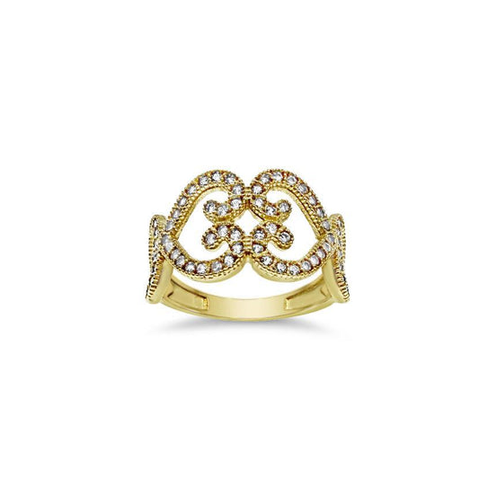 14K Yellow Gold Filigree Scroll Design Band Ring
