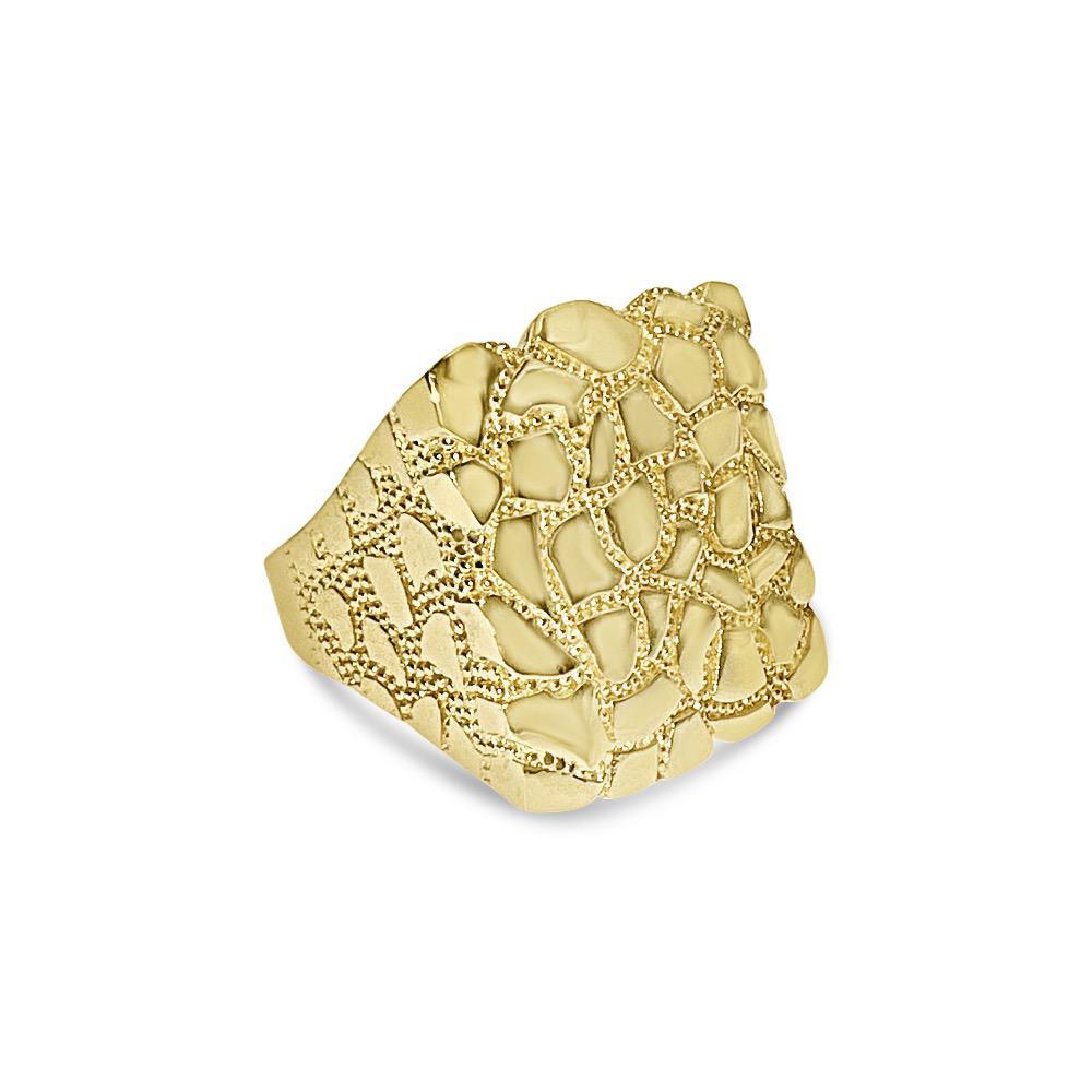 Nugget Square Mens Ring Real 10k Yellow Gold