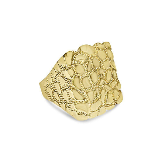 Nugget Square Mens Ring Real 10k Yellow Gold