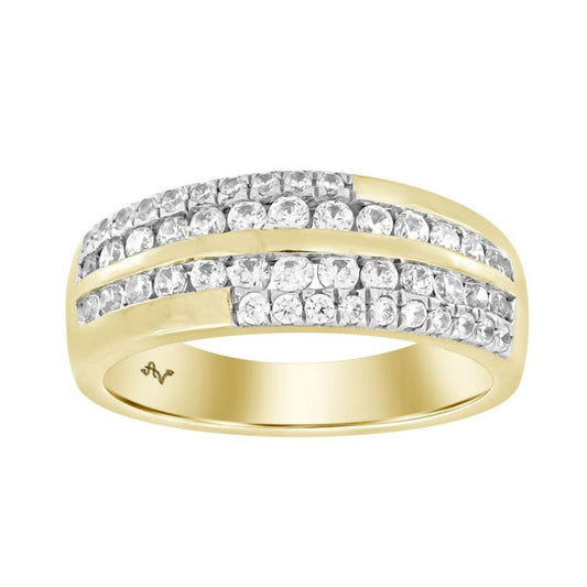 1ctw Diamond Mens Wedding Anniversary Band Ring 10k Yellow Gold Multi Row