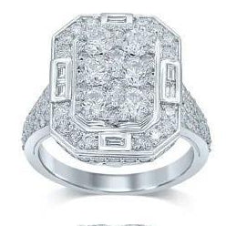 2.75ctw Diamond Cluster Ring Octagon Halo 10K White Gold