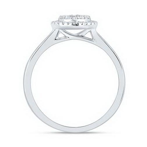 Diamond Heart Cluster Halo Ring 14K White Gold