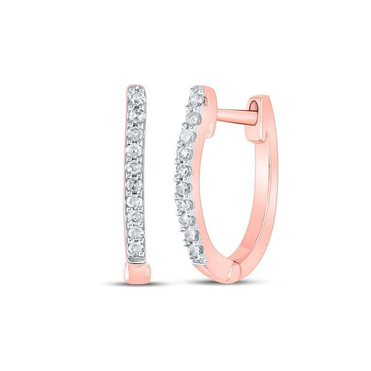 Diamond Huggie Hoop Earrings 10K Rose Gold