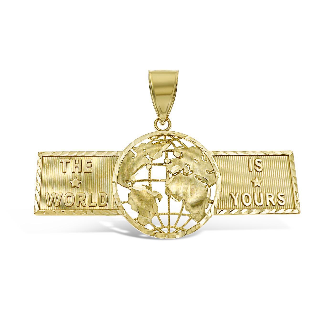 Globe The World is Yours Pendant 10k Gold Men's Charm