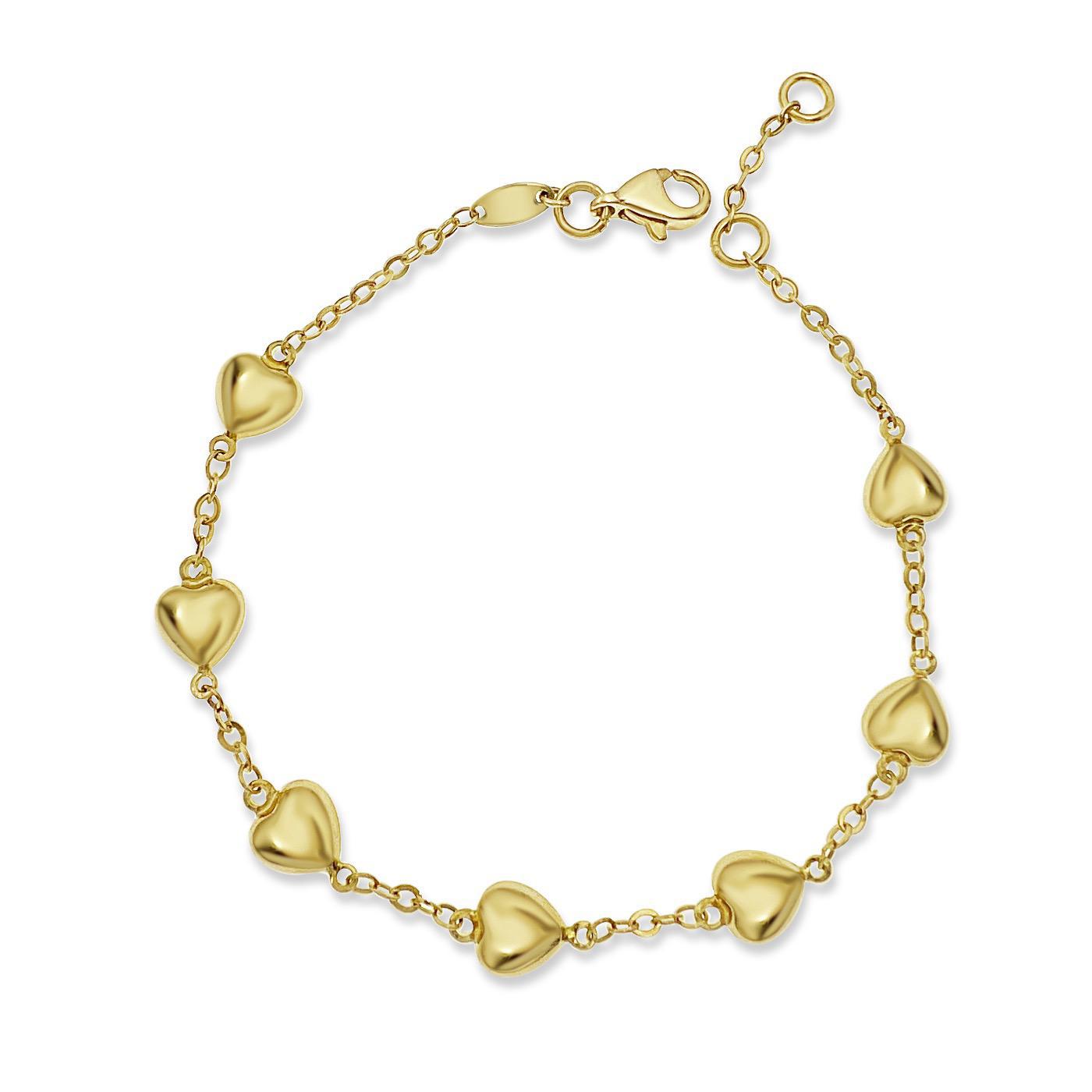 Real 14k Gold Heart Chain Bracelet 6.5 inch