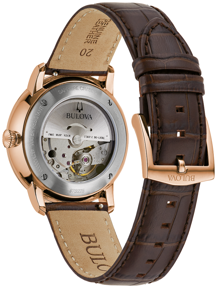 Bulova Hudson Automatic Leather Strap Watch 97B225