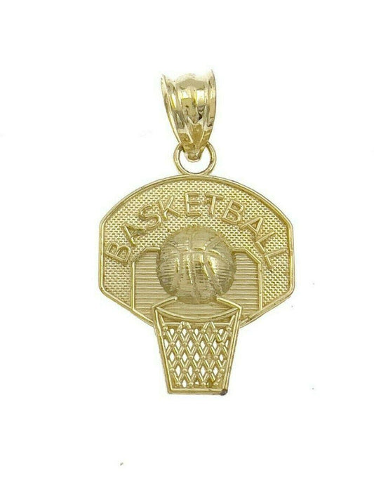 Basketball Pendant 10k Gold Charm Sport 1.4"