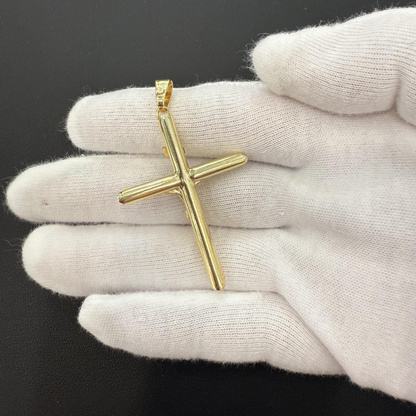 Cross Crucifix Pendant Charm 925 Sterling Silver Gold Plated 2.0"