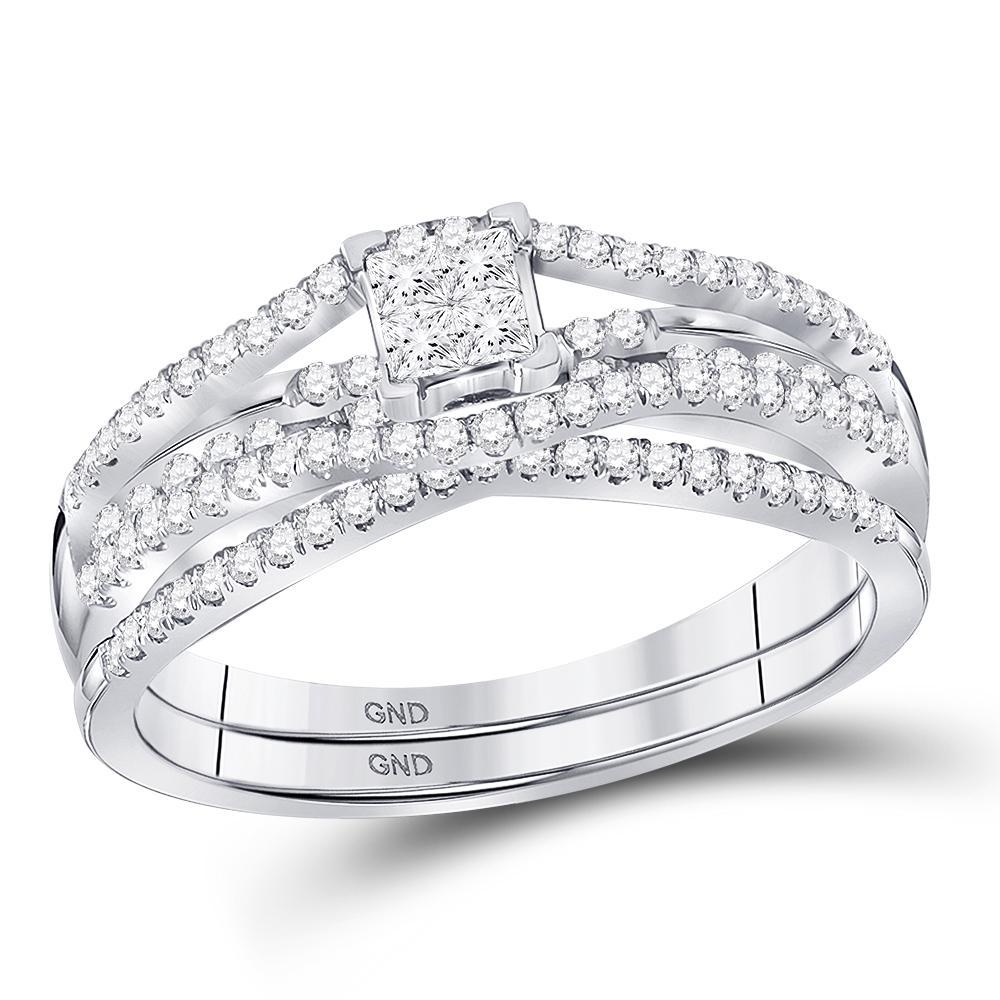 1/2cttw Princess Diamond Bridal Wedding Ring Set 10k White Gold