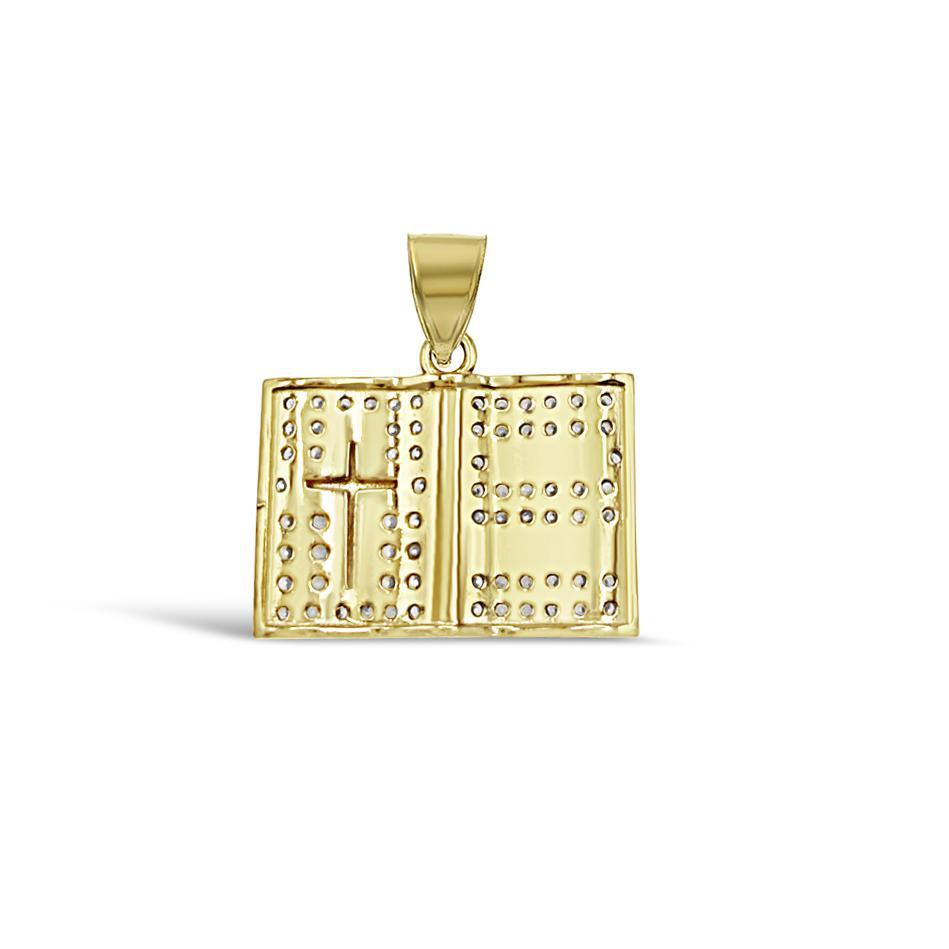 10K Yellow Gold Holy Bible Book Pendant