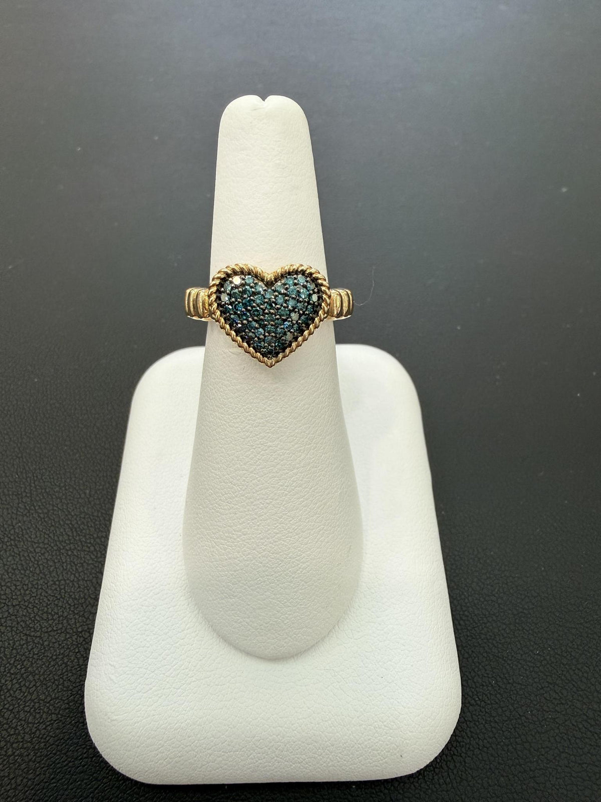 0.25ctw Blue Diamond Heart Ring 10K Yellow Gold