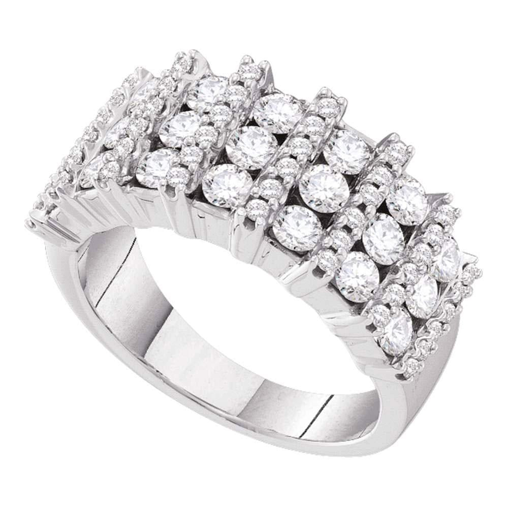 1.99ctw Diamond Multi Row Wide Band Ring 14K White Gold