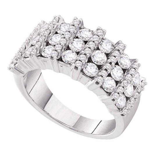 1.99 Ctw Round Diamond Alternating Row Womens Band 14k White Gold Ring