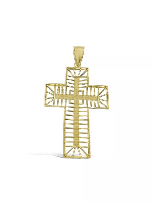 10K Yellow Gold Openwork Cross Pendant