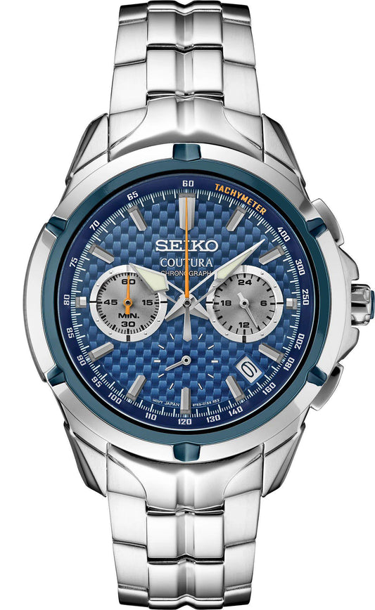 Seiko Coutura Chronograph Mens Blue Dial Watch SSB431
