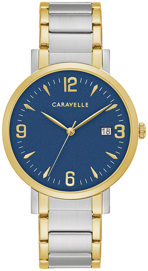 Caravelle by Bulova Dress Two Tone Blue Dial Mens Watch 45A149
