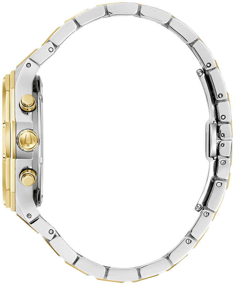 Bulova Prestige Chrono Dodecagon Silver & White Striped Dial Mens Watch 98B450