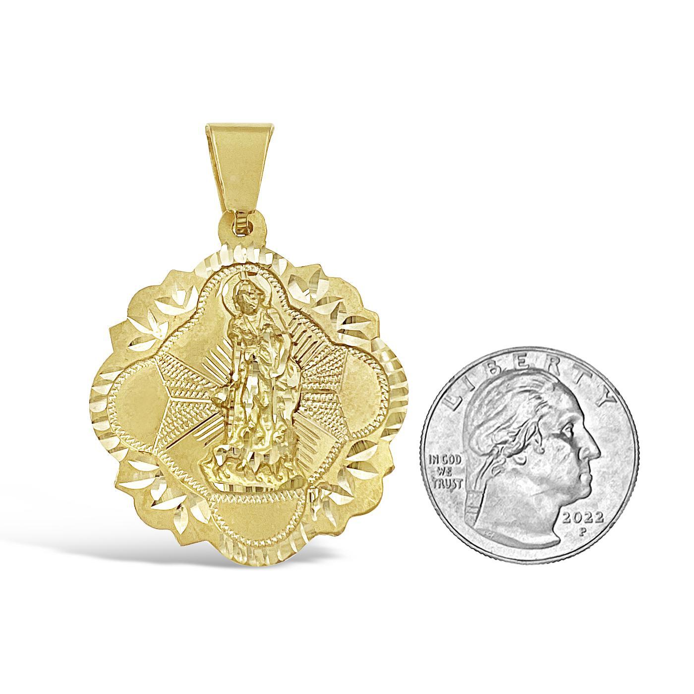 Saint Lazarus Pendant Medallion Real 10k Gold Charm 2"