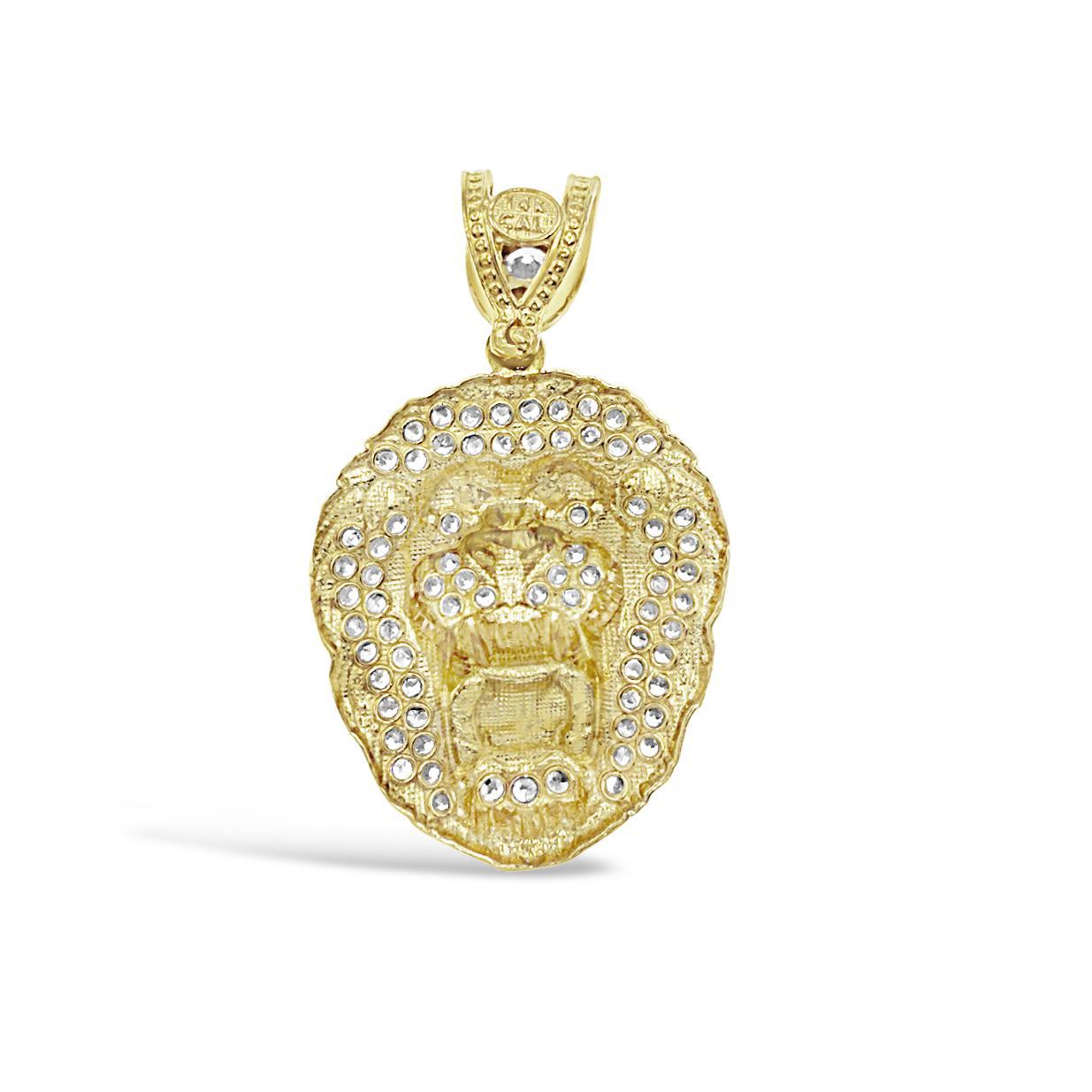 14K Yellow Gold Lion Head Pendant