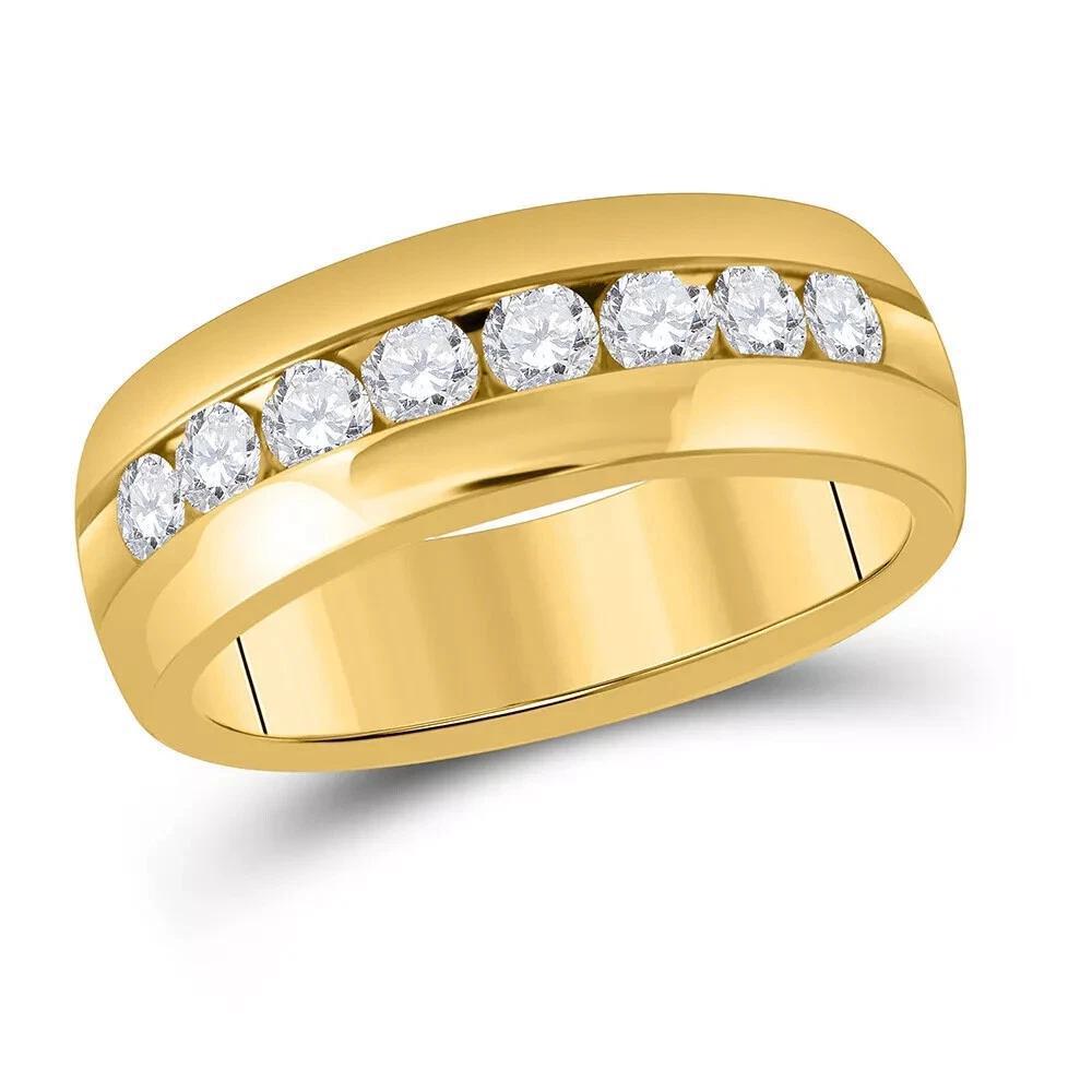 1.02ctw Diamond Wedding Mens Band 14k Yellow Gold