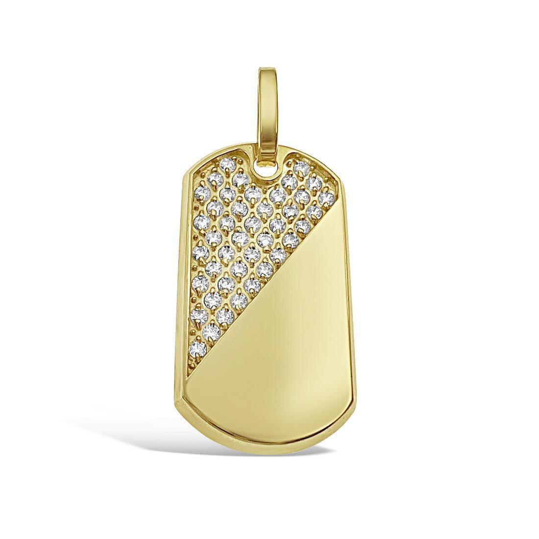 10K Yellow Gold Dog Tag Pendant