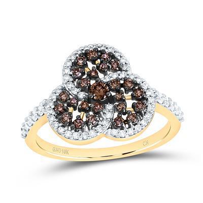 0.50ctw Chocolate Diamond Trinity Womens Ring 10k Yellow Gold