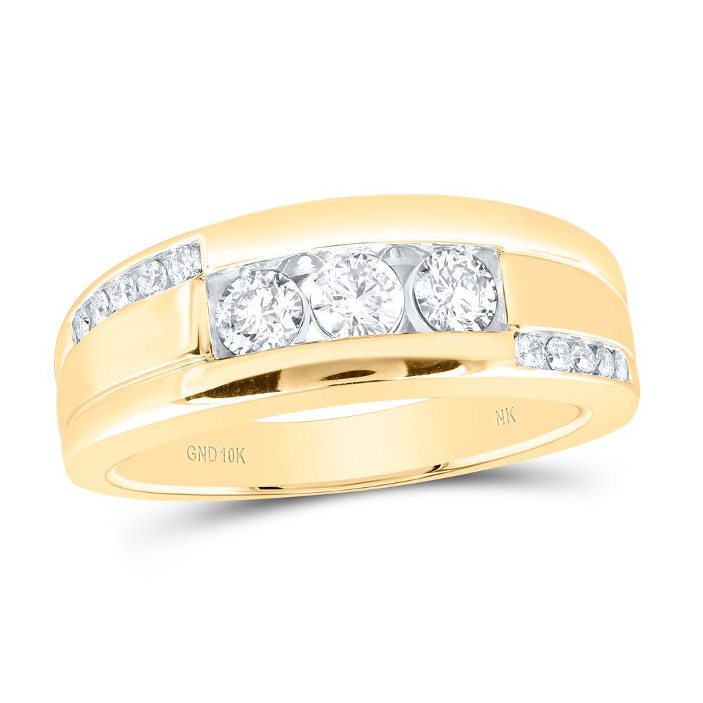 0.75 ctw Round Diamond Wedding Mens Band Ring 10k Yellow Gold