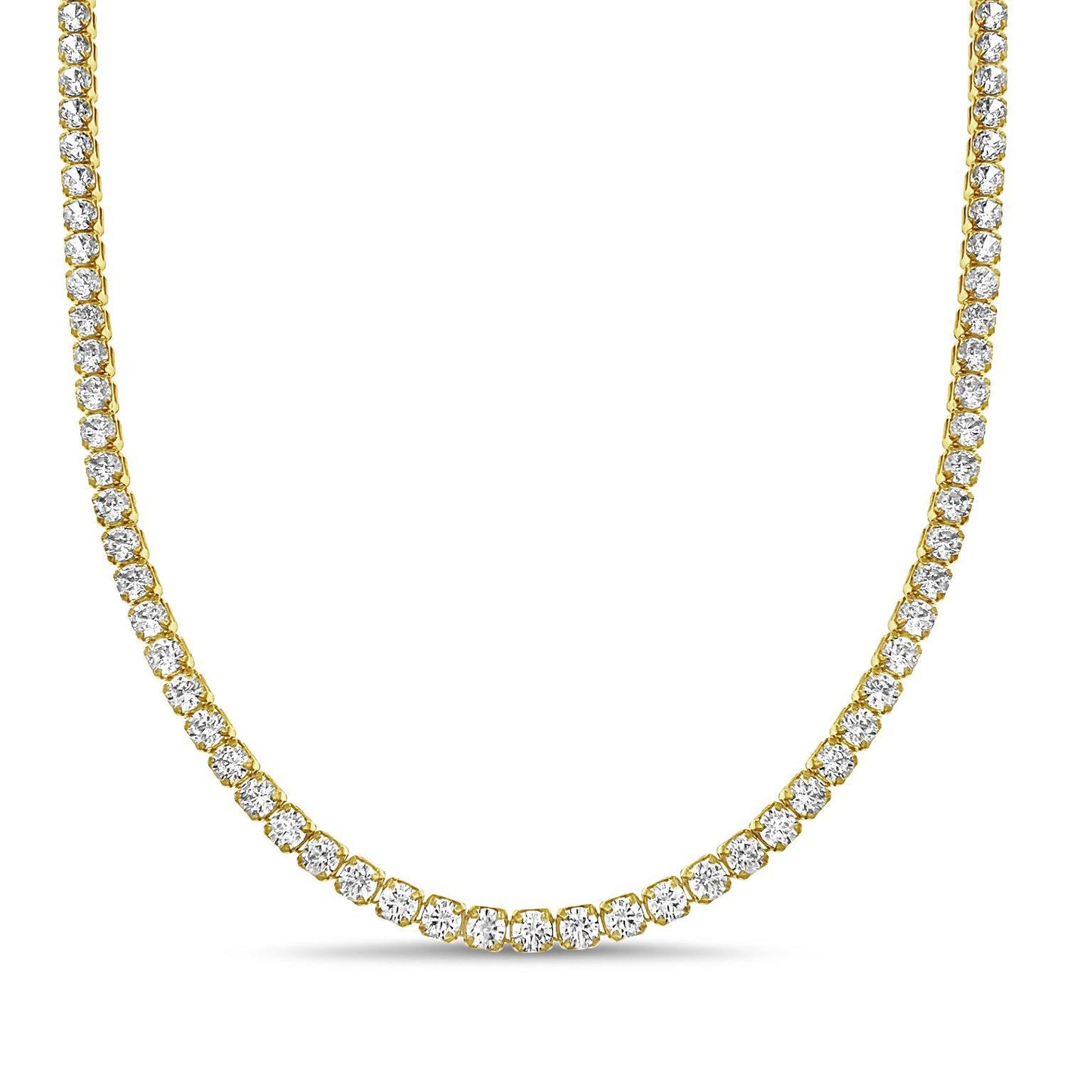 Real 10k Yellow Gold Tennis Necklace 3mm CZ 20"