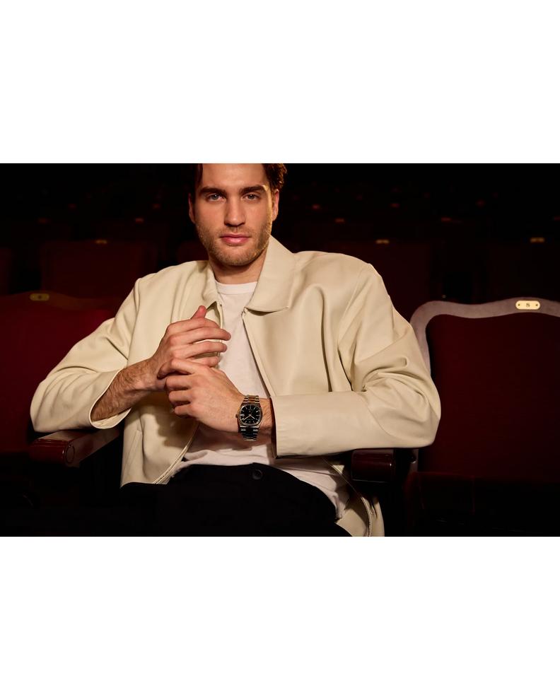 Bulova Super Seville Two Tone Black Dial Mens Watch 98B458