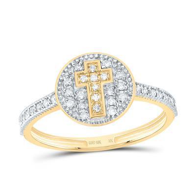 0.12ctw Diamond Cross Cluster Ring 10k Yellow Gold