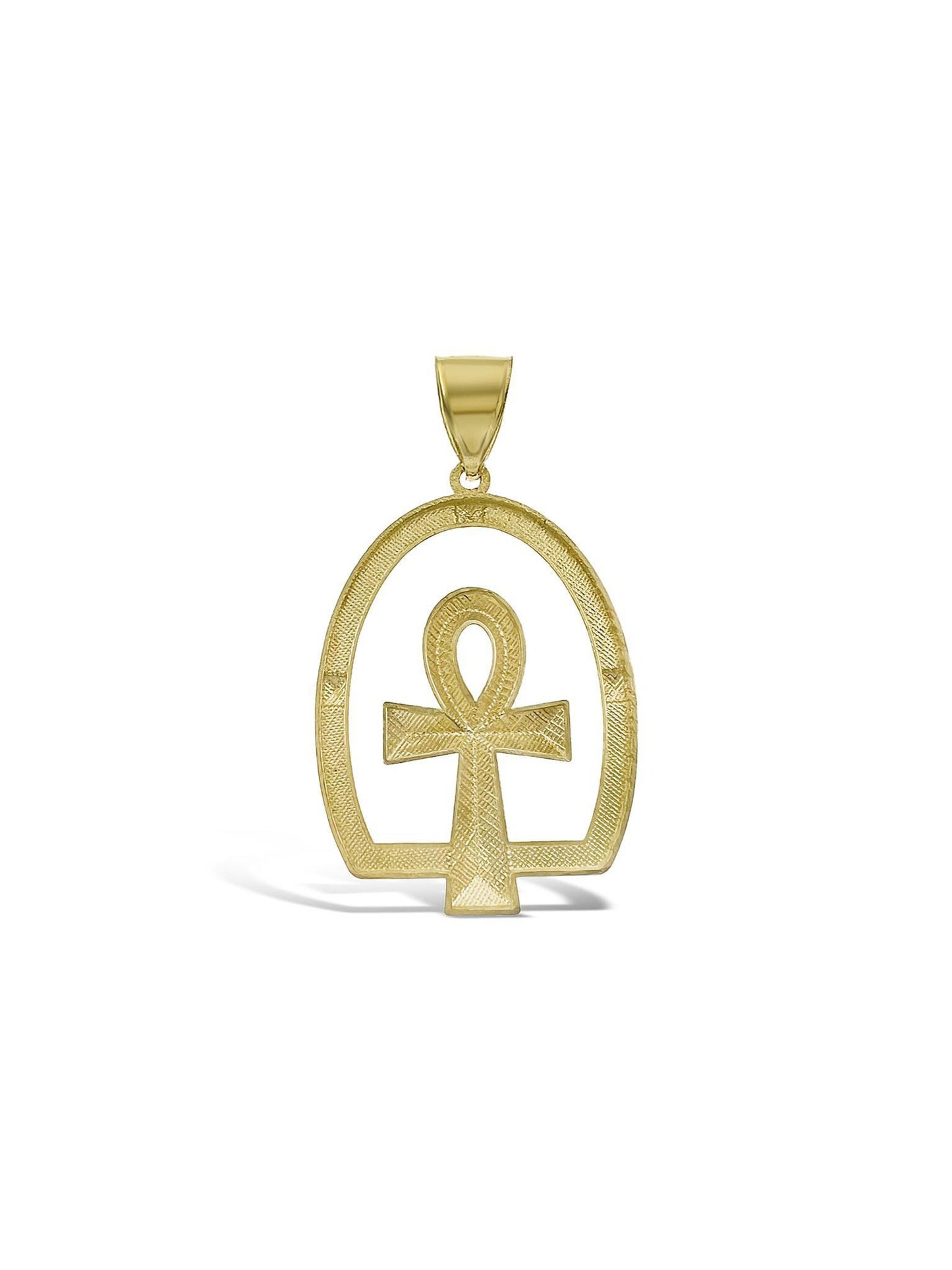 10K Two Tone Gold Egyptian Ankh Cross Pendant