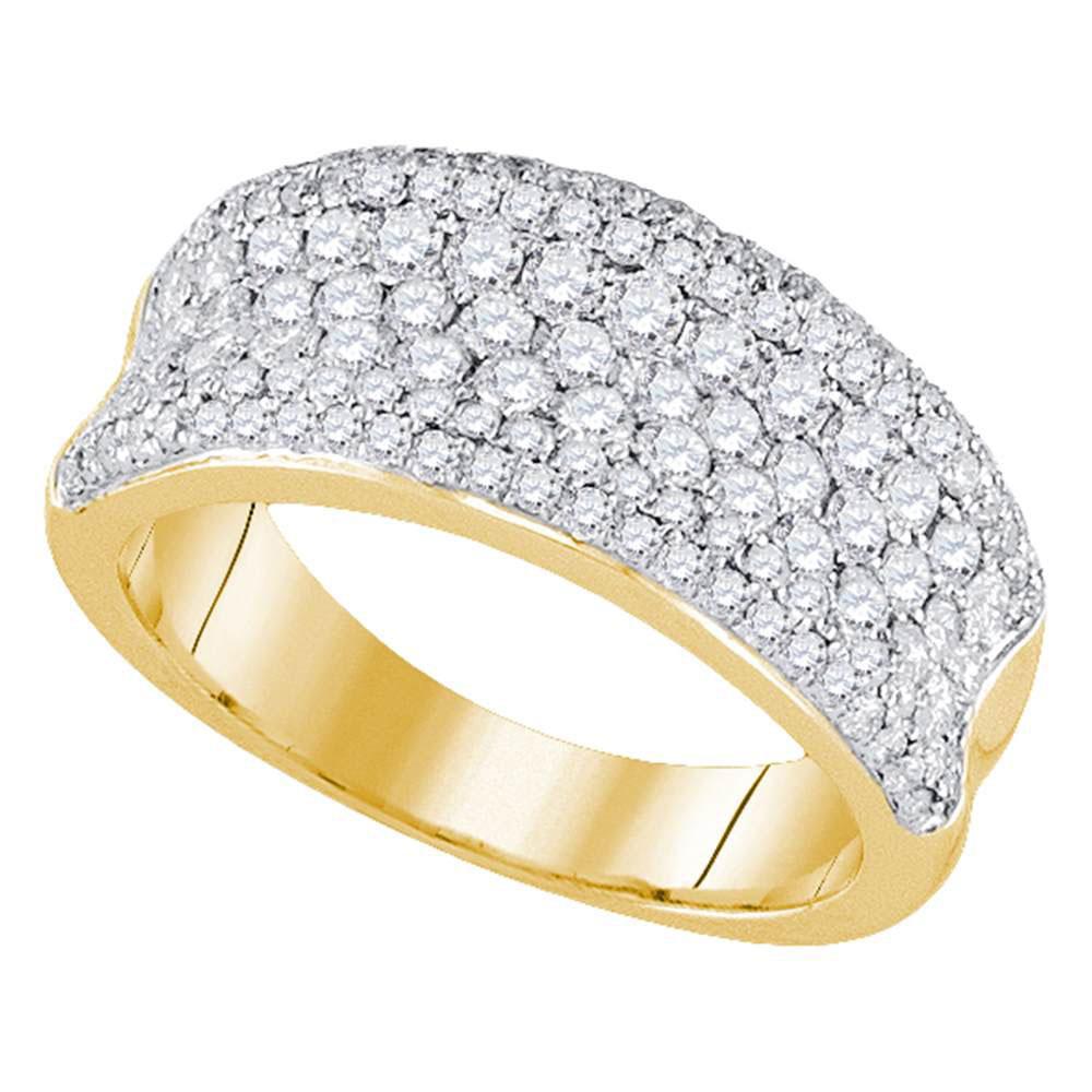 14k Yellow Gold Round Diamond Pave Wedding Anniversary Fashion Band Ring 1-1/3