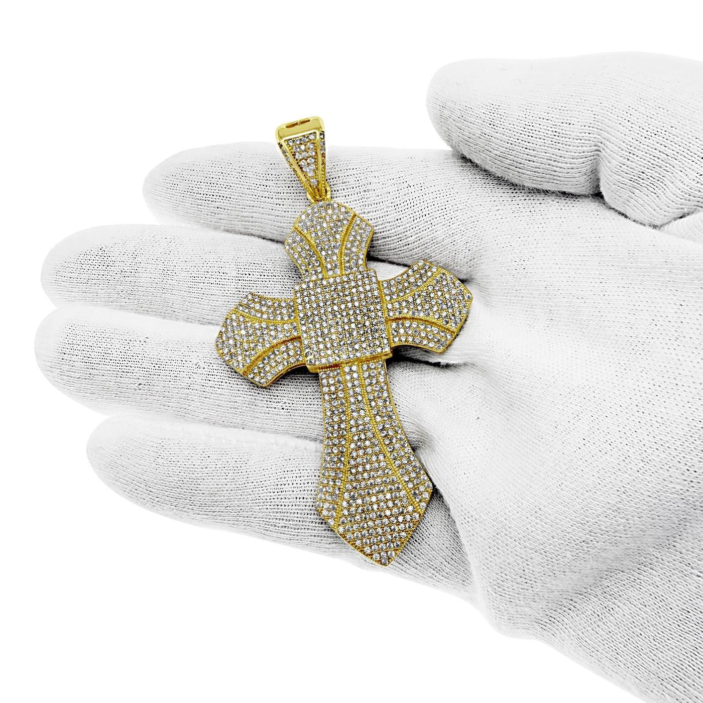 Cross Pendant Charm 925 Sterling Silver Gold Plated