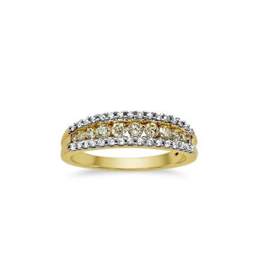 Yellow and White Diamond Multi-Row Band in 14K Yellow Gold