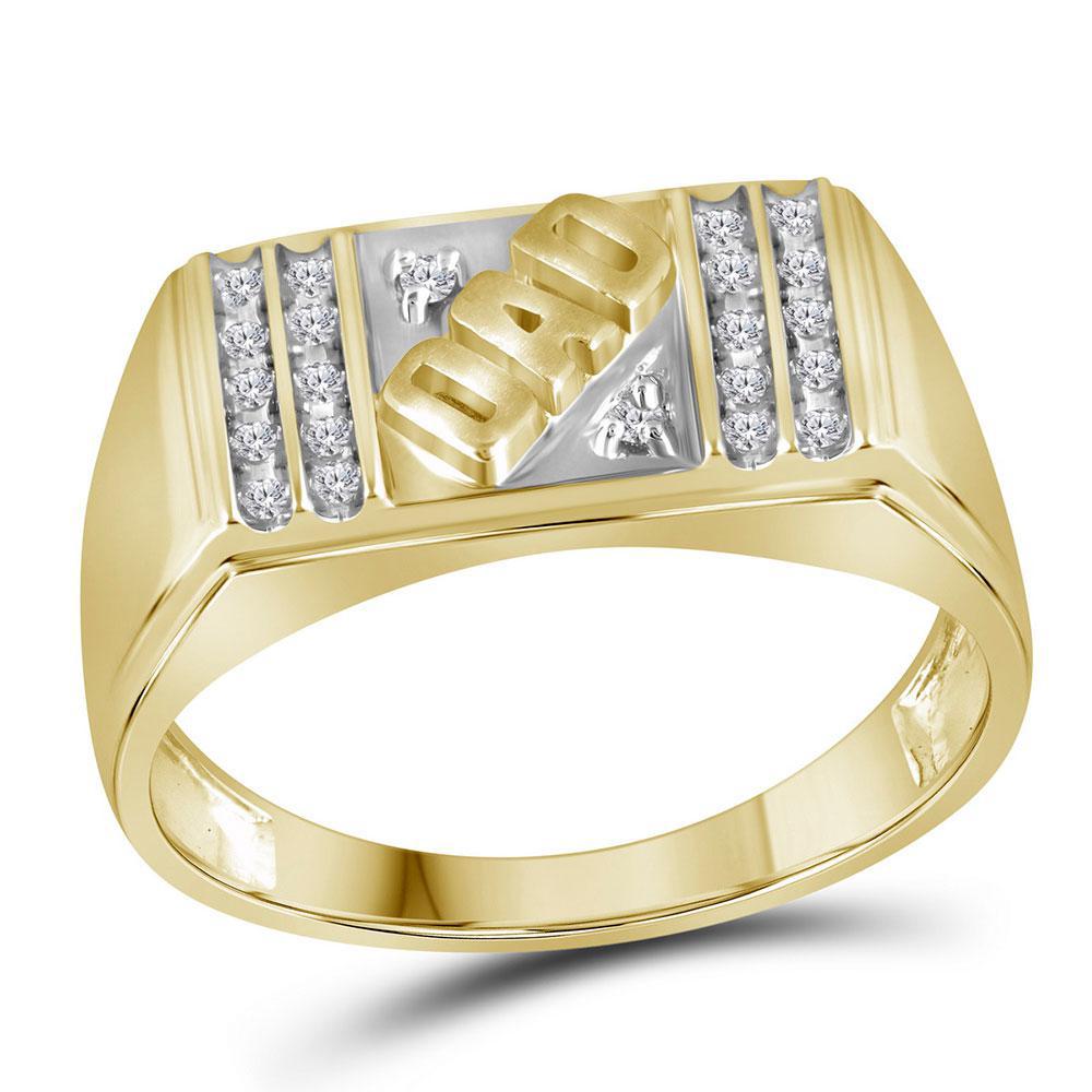 0.125ctw Diamond Dad Father Band Ring Mens 10K Yellow Gold