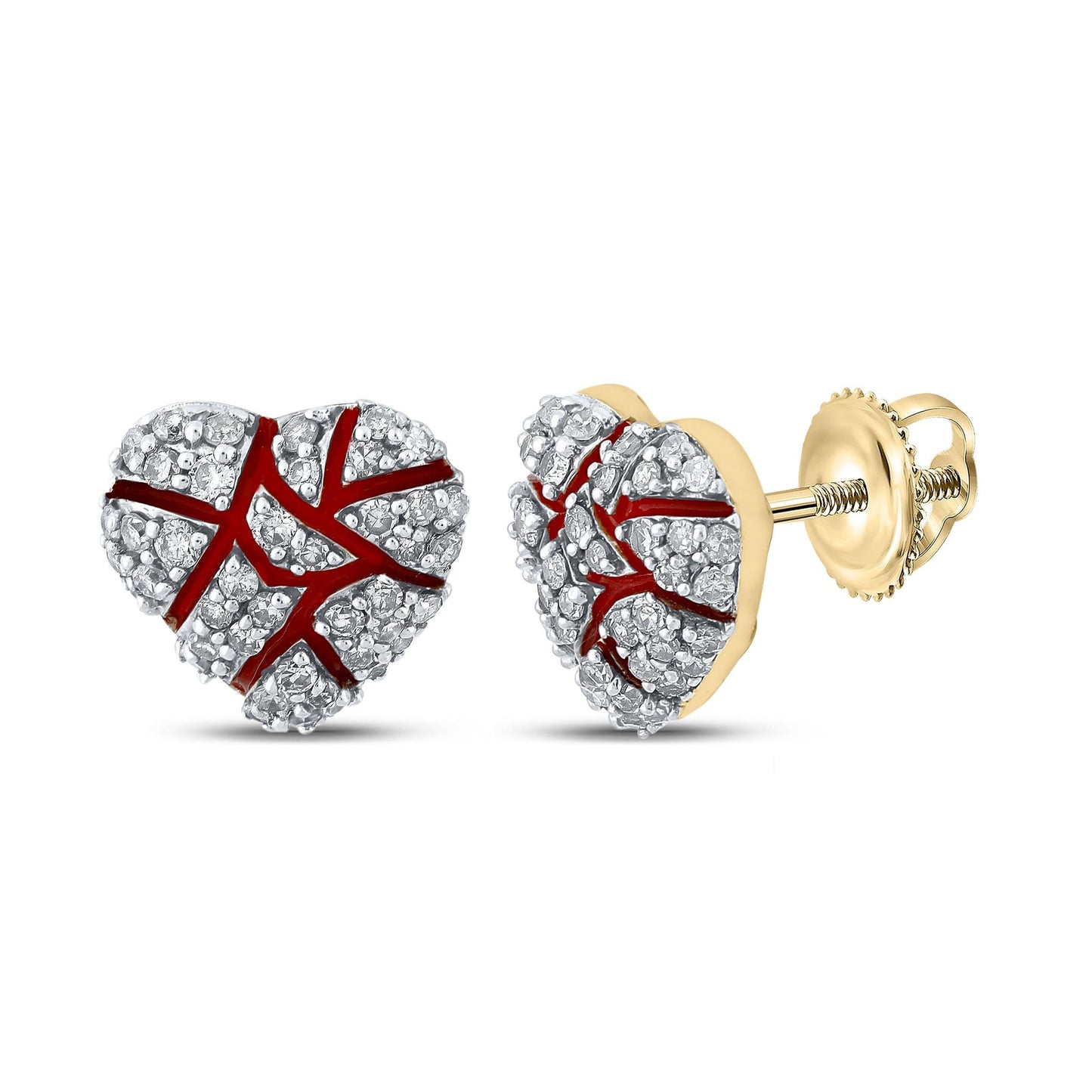Broken Heart Diamond Stud Earrings 0.51ctw 10K Gold